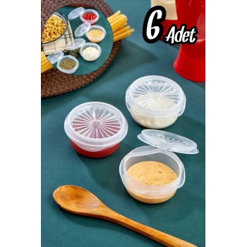 Biyomak® 6 lı Yelpaze Kapaklı Şeffaf Mini Sosluk- Ketçap Mayonez Kabı- Kahve Yanı Şeker Lokumluk