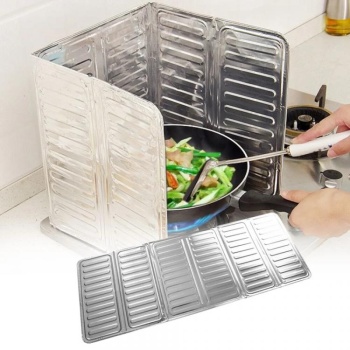 ® Ocak Yağ Sıçrama Koruyucu Katlanır Alüminyum Levha -Kolay Silinir Piknik Tüpü Rüzgar Önleyici Panel