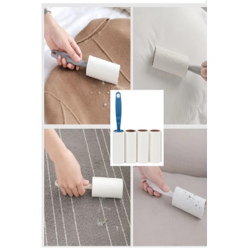 ® 4 Yedekli Tüy Toplama Rulosu 240 Yaprak Evcil Hayvan Elbise Yatak Tüy Saç Toplayıcı