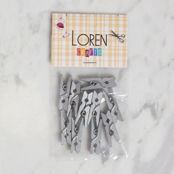 ® LOREN CRAFTS 10 LU GÜMÜŞ RENK MİNİ MANDAL