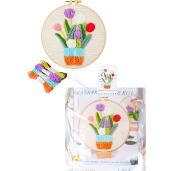 Biyomak® Nakış Kitleri Kasnaklı 13.5 X 18.8 cm Lale