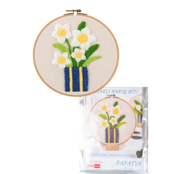 Biyomak® Nakış Kitleri Kasnaklı 13.5 X 18.8 cm Papatya