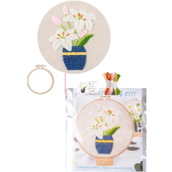 Biyomak® Nakış Kitleri Kasnaklı 13.5 X 18.8 cm Zambak