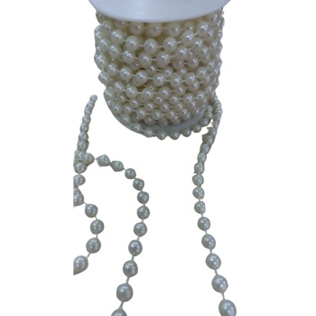 Biyomak® Sıralı Yuvarlak İnci En 1 cm Krem 5 Metre