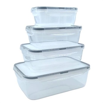 Biyomak®  4lü İç İçe Sızdırmaz Contalı Kilitli Kapaklı Plastik Erzak Saklama Kapları LC315