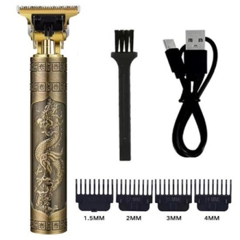 ®  Vintage Görünümlü Güçlü 4 Farklı Başlıklı USB ŞarjlI Manuel Tıraş Makinası