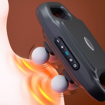 Biyomak® 4 Başlıklı Masaj Tabancası – 12W Derin Doku & Kas Ağrısı Giderici, 20 Seviye & 6 Mod - Siyah