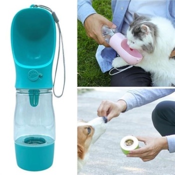 Biyomak® Taşınabilir Mama Hazneli Evcil Hayvan Suluğu Seyahat Kabı Kilitlenebilen Su Sızdırmaz 380ML