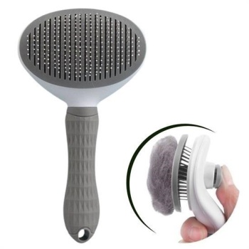 Biyomak® Kedi Köpek Tüy Toplayıcı Kendini Temizleyebilen Ergonomik Rahat Evcil Hayvan Tarağı Gri