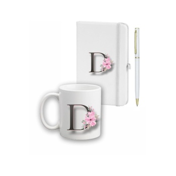 Biyomak® Çiçek Desen Ajanda, Kupa Ve Kalem Seti