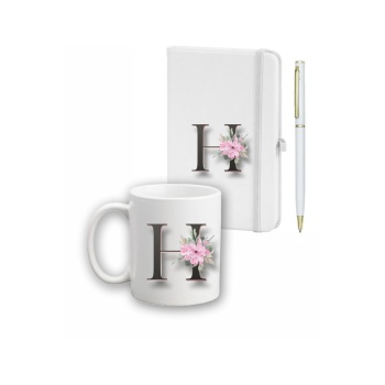 Biyomak® Çiçek Desen Ajanda, Kupa Ve Kalem Seti