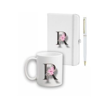 Biyomak® Çiçek Desen Ajanda, Kupa Ve Kalem Seti