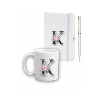 Biyomak® Çiçek Desen Ajanda, Kupa Ve Kalem Seti