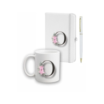 Biyomak® Çiçek Desen Ajanda, Kupa Ve Kalem Seti