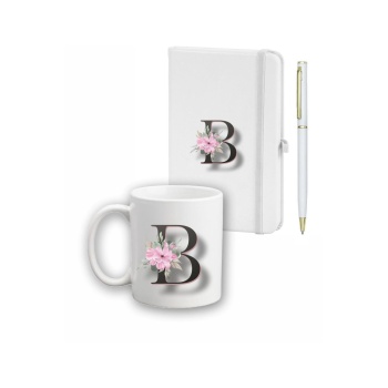 Biyomak® Çiçek Desen Ajanda, Kupa Ve Kalem Seti