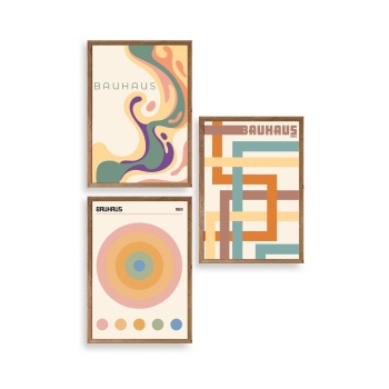 Bauhaus Üçlü Ahşap Çerçeveli Tablo