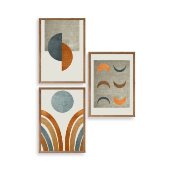 Biyomak® Manzara Üçlü Ahşap Çerçeveli Tablo