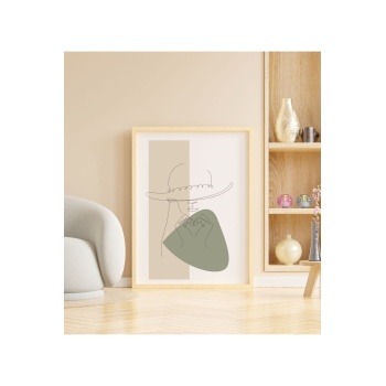 Biyomak® Ahşap Soyut Dekoratif Çerçeveli Tablo - Yesl