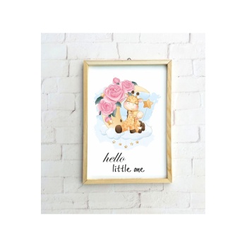 Biyomak® Çocuk Odası Ahşap Çerçeveli Zürafa Tablo