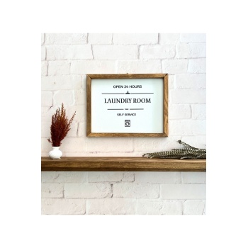 Biyomak® Banyo Laundry Room Ahşap Çerçeve - Beyaz Zemin