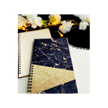 Biyomak® Siyah Gold Baskılı Ahşap Defter