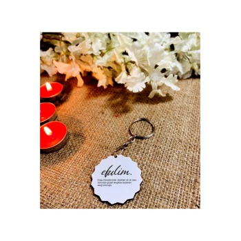 Biyomak® Sevgililer Günü Efulim Baskılı Ahşap Anahtarlık