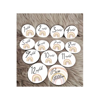 Biyomak® Gökkuşağı Desen Ahşap Bebek Kartları