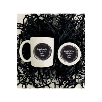 Biyomak® Öğretmenler Günü Kupa Ve Ahşap Bardak Altlığı Seti