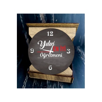 Biyomak® Öğretmenler Günü L Ahşap I Yılın En Iyi Öğretmeni Masa Saati