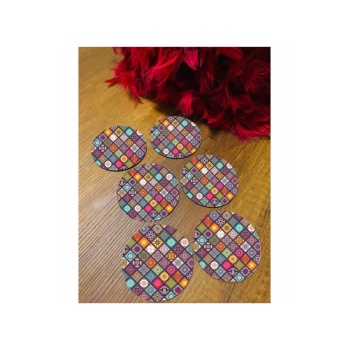 Biyomak® 6 Parça Ahşap Bardak Altlığı