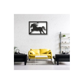 Biyomak® At Figürlü Çerçeve Görünümlü Ahşap Tablo