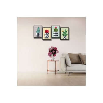 Biyomak® 4 Paarça Çerçeve Görünümlü Ahşap Tablo