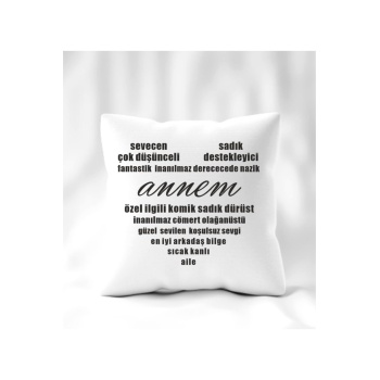 Biyomak® Anneler Günü Kalp Desen Anneye Iltifat Yastık