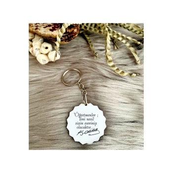 Biyomak® Öğretmenler Günü Baskılı Anahtarlık - Atatürk Imza