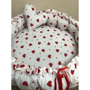 Biyomak® KALP DESENLİ BEBEK YATAĞI , OYUN MİNDERİ