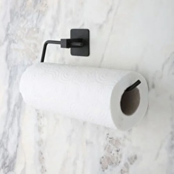 Biyomak® Kendiliğinden Yapışkanlı Siyah Paslanmaz Metal Rulo Havluluk Aparat