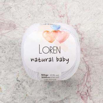 ® Loren Natural Baby Beyaz El Örgü İpi - R001 - 33829