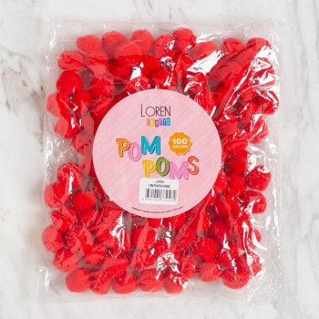 ® LOREN CRAFTS 2 CM 100 ADET KIRMIZI PONPON