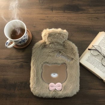 ® Papyonlu Ayıcıklı Kahverengi Figürlü Peluş Sıcak Su Torbası 1 Lt – Yumuşak Kılıf, Uzun Süre Sıcak Tutan Termal Su Torbası