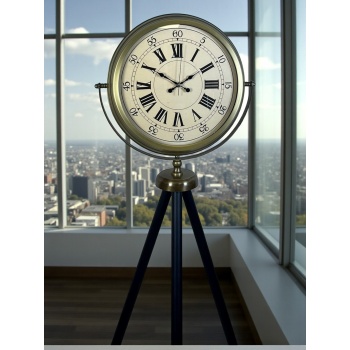 ® Antik Görünümlü Eskitme Tripod Ayaklı Saat