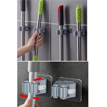 ® 4 Lü Kelebek Yapışkanlı Mop Fırça Çekpas Sap Tutucu Organizer Banyo Düzenleyici