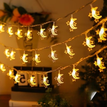 ® Hilal ve 3 Mini Yıldız Şekilli 3.5 Metre USB LED Işık – 20 LED’li Dekoratif Ramazan Dekorasyonu ve Ortam Aydınlatması