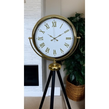® Zentime Gold Göz Alıcı Tripod Ayaklı Duvar Saati