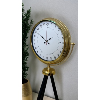 ® Zentime Gold 24 Saat Göstergeli Özel Tasarım Tripod Ayaklı Saat