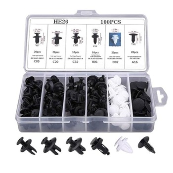 ® Plastik Bağlantı Elemanları Seti 100 Parça – Oto Kaplama Klipsi, Tampon ve Trim Sabitleme Perçinleri, Çok Amaçlı Klips Seti