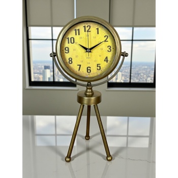 ® Zentime Retro Antique Üç Ayaklı Metal Eskitme Masa Saati