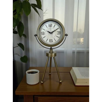 ® Zentime Nostalji Tripod Eskitme Üç Ayaklı Metal Masa Saati