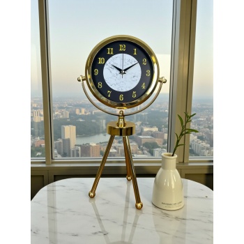 ® Zentime Golden Marble Üç Ayaklı Metal Masa Saati