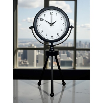 ® Zentime Prime Black Zarif Üç Ayaklı Metal Masa Saati