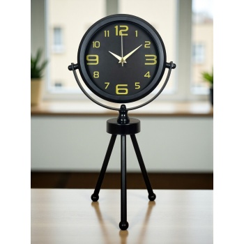 ® Zentime Siyah Metal Gold Rakamlı Üç Ayaklı Masa Saati